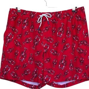 New Members Mark Resort Red Lobster Print Swim Trunks Size XL